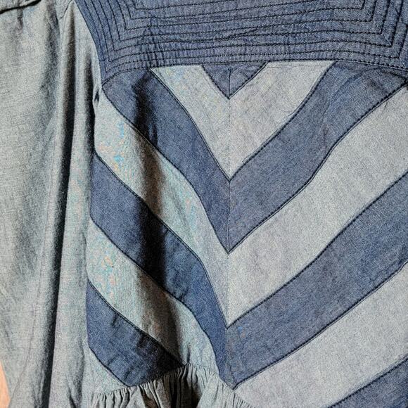 NWT Love the Label Anthropologie Smocked Puff Sleeve Denim Blouse - Picture 4 of 8